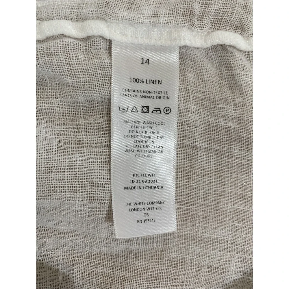 The White Company 100% Linen Blouse Top Size 10 White Pintuck Gauze Peasant Boho - Picture 15 of 15